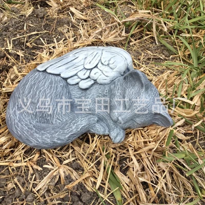 

Winged resin angel gray cat black cat statue pet commemorative cat resin statue ornament