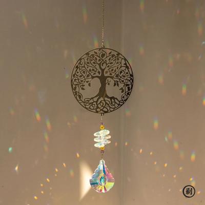 Prismi Acchiappasole di Cristallo Appeso Inseguitore di Arcobaleno Finestra Carillon a Vento Albero della Vita Decorazione per la Casa Arte per Auto Ciondolo Appeso