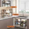 Kitchen Under Sink Adjustable Pot Rack Multifunctional Dish Pans Snacks Cookware Storage Rack Countertop Cabinet Storage Basket