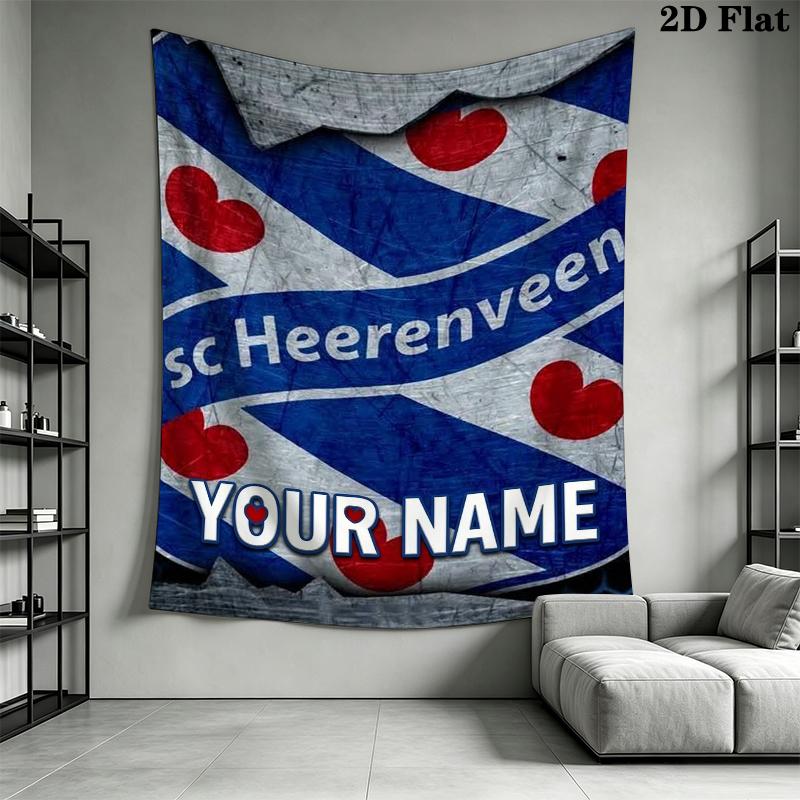 Custom Name SC Heerenveen Wall Tapestry Aesthetic Wall Hanging Printed Fabric Blanket Decorative Tapestries for Bedroom Living Room Home Decor