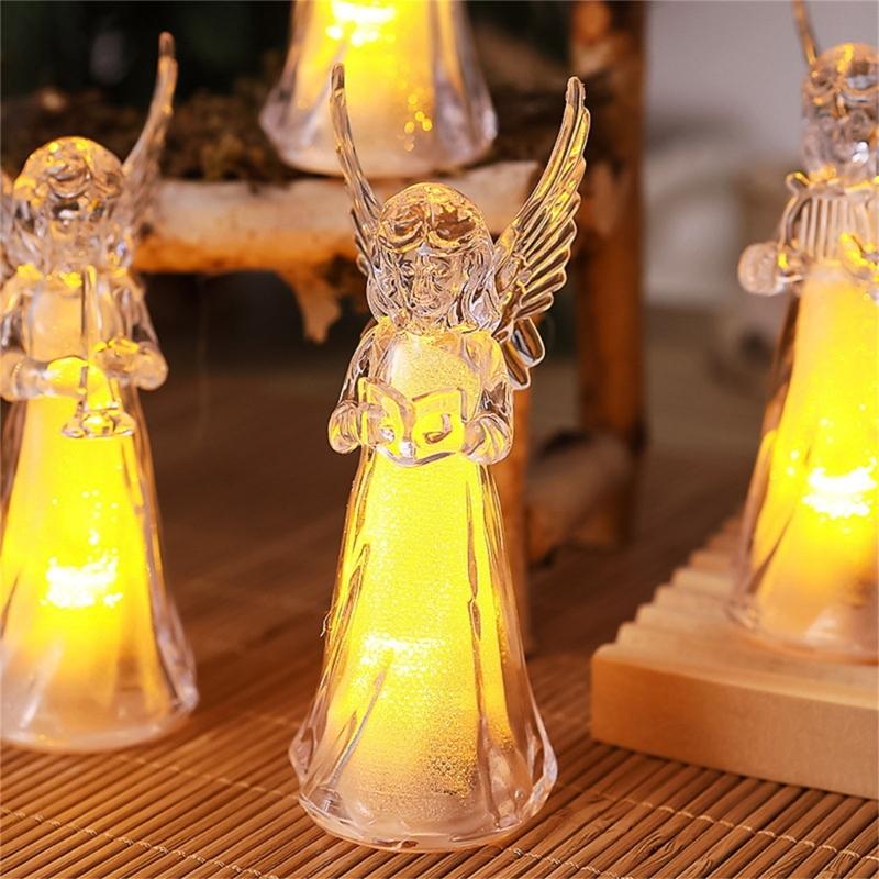 4Pcs Clear Angel LED Night Lamp Cartoon Bedsides Ornaments Creating Warm Ambients Lighting