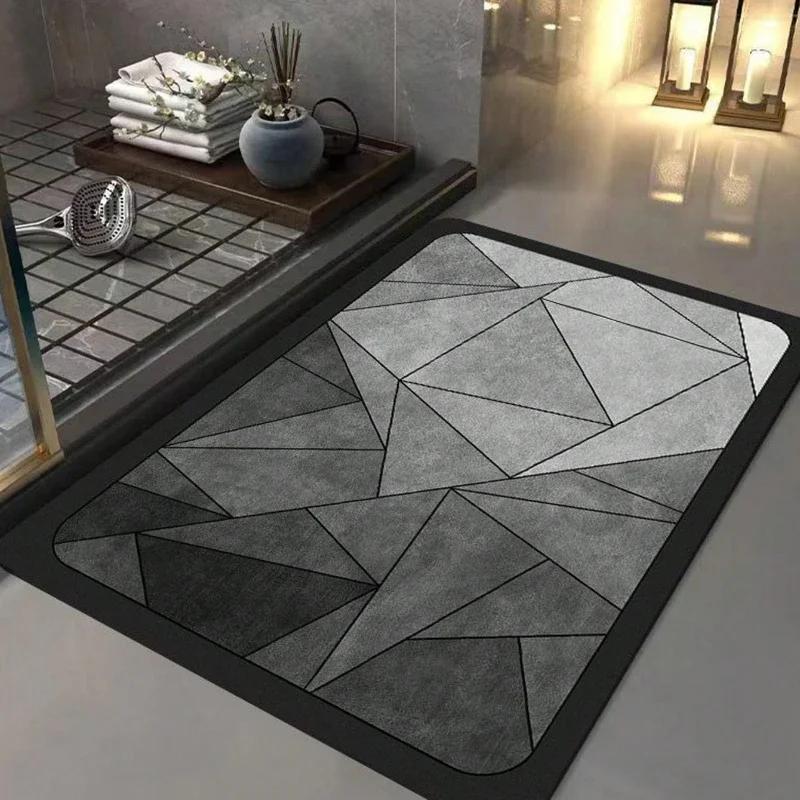 Diatomite Floor Mat  Absorbent Rubber Non-Slip Foot Mat Light Bathroom Doorway Dirt-Resistant Quick-Drying Entry Door