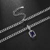 Fashion Cuban Chain Thick Chain Inlaid with Lucky Blue Zircon Pendant Sweater Chain Women Fashion Party Jewelry