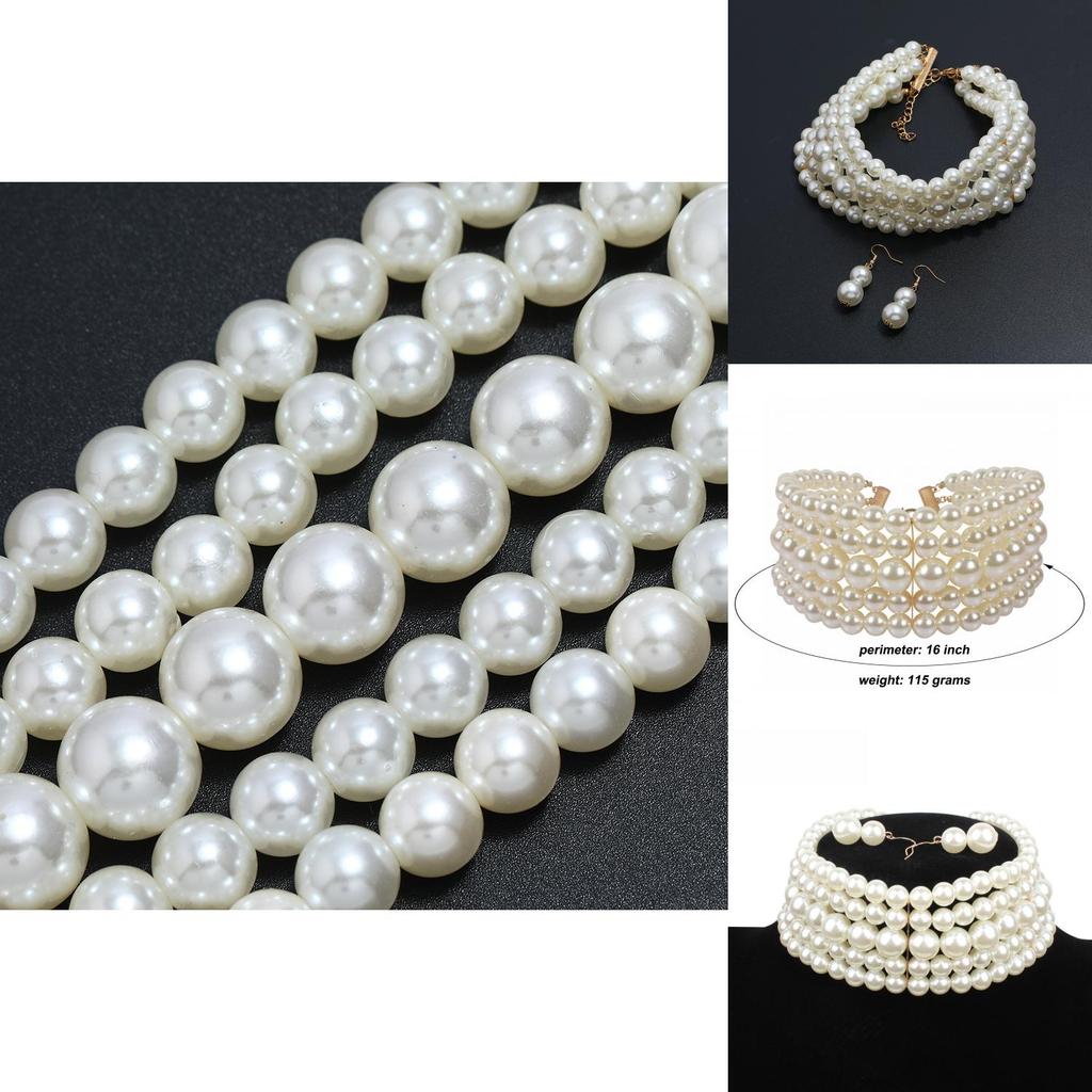 Elegancki wielowarstwowy naszyjnik z pereł i kolczyki dla kobiet ze stylem łańcuszka z falą wodną