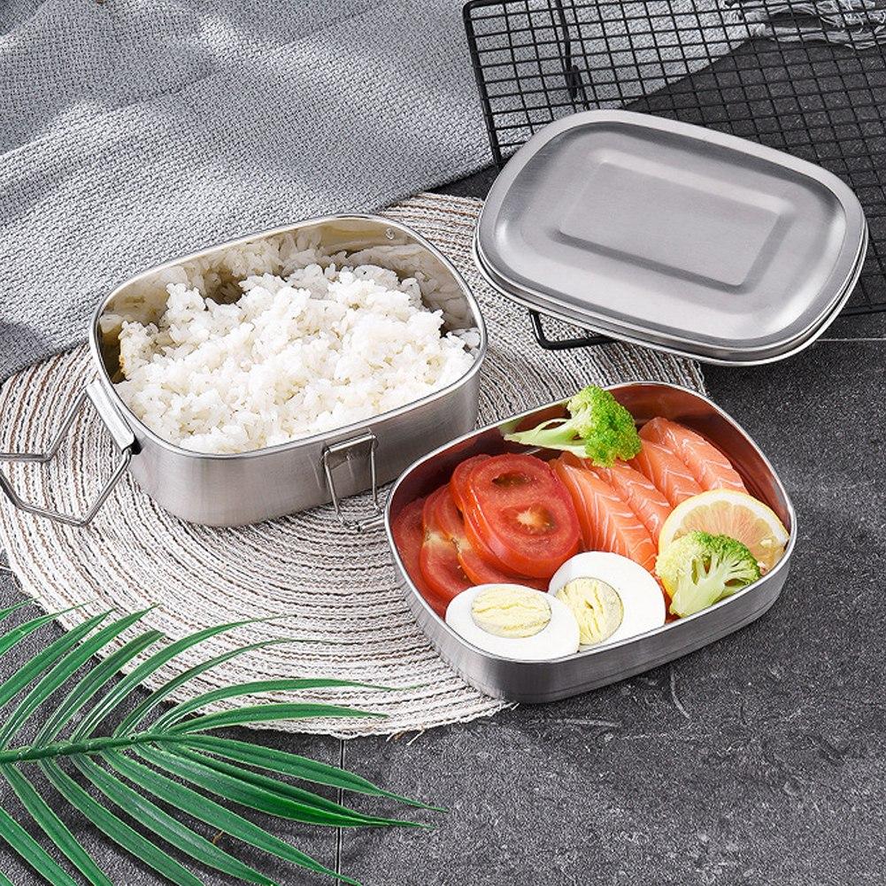 Double Layer Stainless Steel Lunch Box Bento Food Container Outdoor Travel Picnic