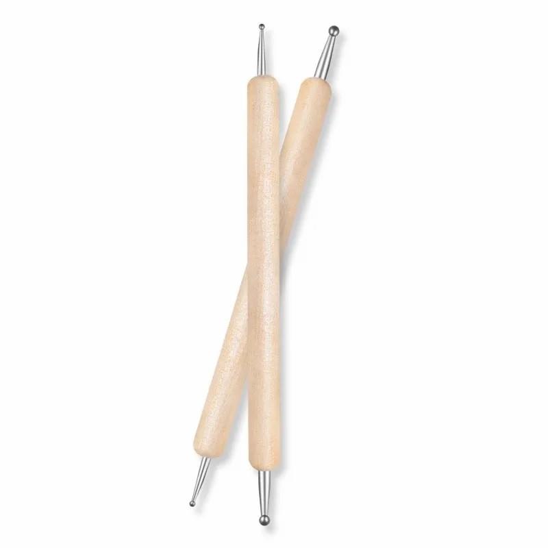 Dual-End Wooden Dotting Pen Marbleizing Tool Set for Nail Design Manicure Painting Kit 5pcs