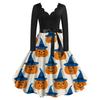 Halloween Print Flare Dress For Damer Langermet Kjole Fritidskjoler