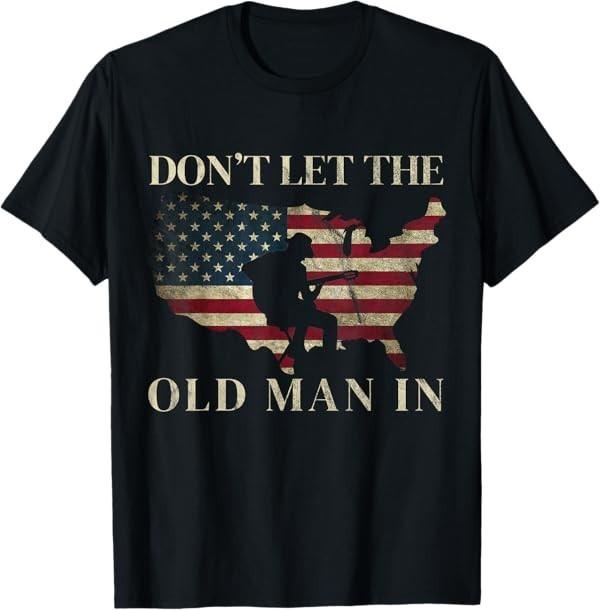Don t Let The Old Man in Vintage American Flag T-Shirt S разноцветный