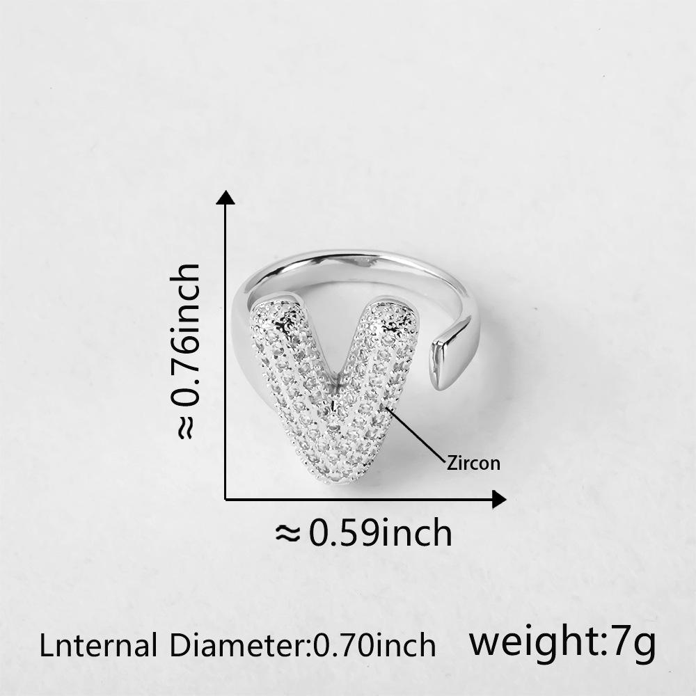26 Letter Open-Ended Zircon Ring INS Minimalist Series Gift For Friends