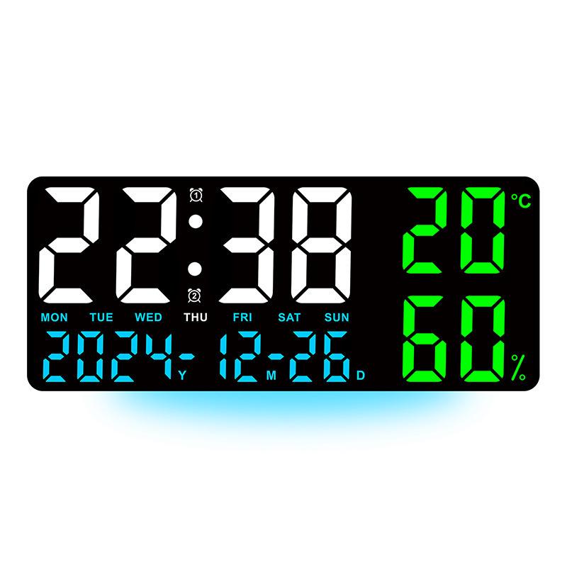 GH9002 Multi-functional Wall Clock: Large Font, Night Light, Temperature & Humidity Display, Multiple Alarms