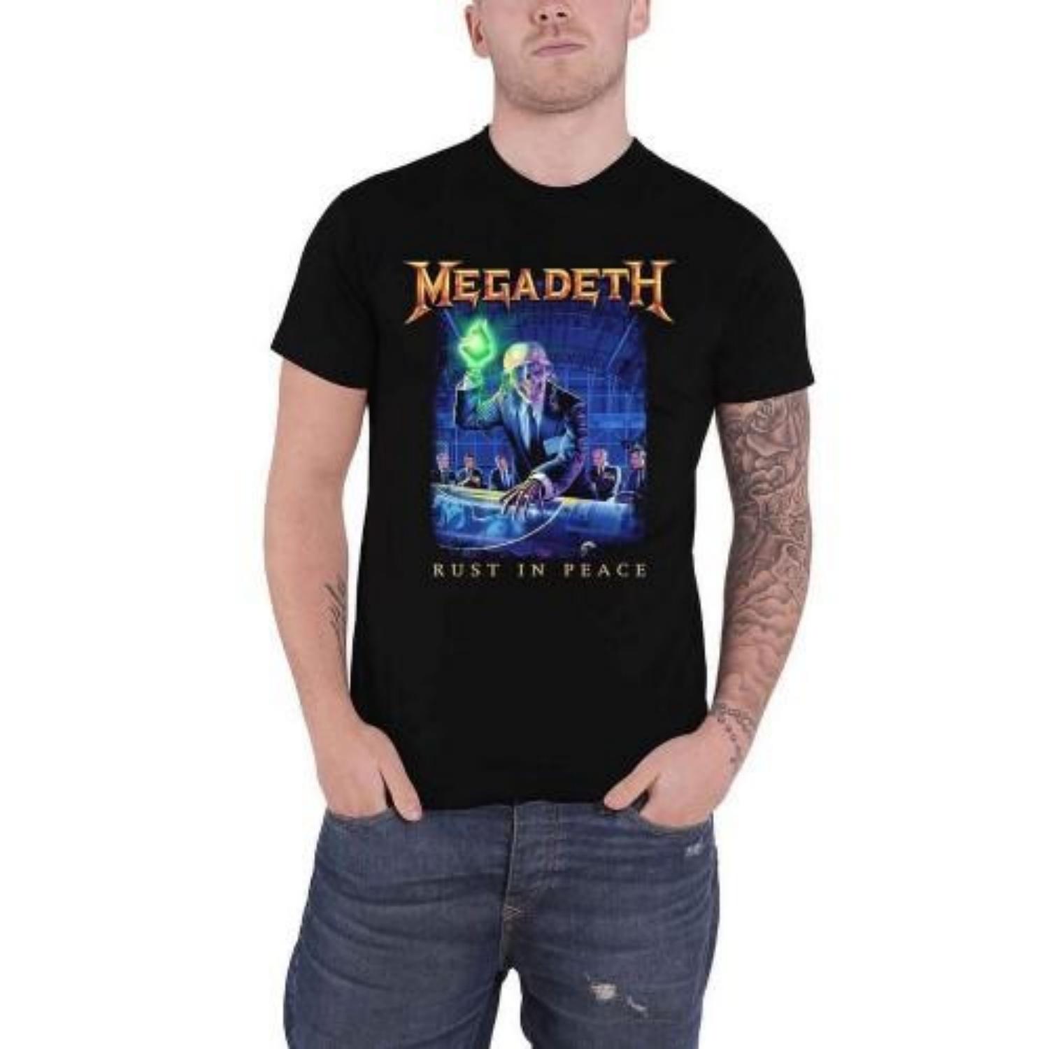 Megadeth Unisex Adult Rust In Peace Track List Back Print T-Shirt S