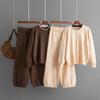 A New Solid-color Knitted Loose Sweater and Casual Pants Two-piece Fashion Set for Autumn and Winter