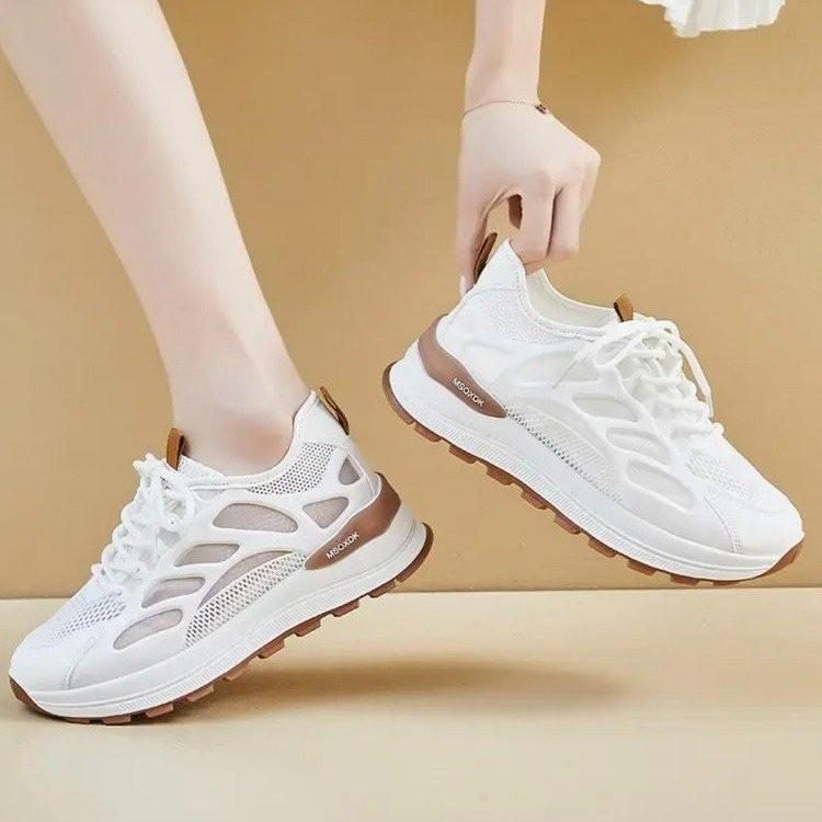 Little Sneakers Mesh White Shoes With Glitter Elements Anti Slip Rubber Bottom