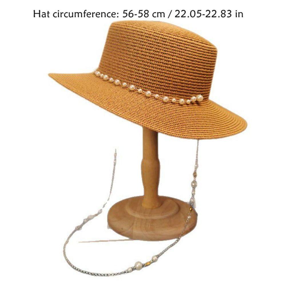 With Seashell Beaded Chain Straw Hat Sun Protection Sunshade Hat New Sunscreen Hat  Women Girls