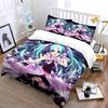 3Pcs Classic Anime Beautiful Girl Print Bedding Set, Anime Theme Duvet Cover + 2 Pillowcases, Magical Snowflake Pattern