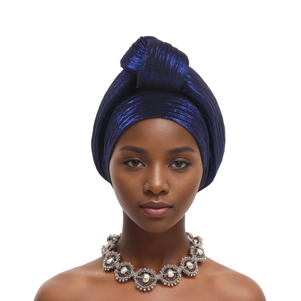 Polyester African Gele Headwrap Front Knot Elegant Headpiece Chic Nigerian Yoruba Turban Party