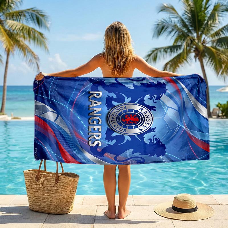 Asciugamano da Spiaggia Rangers FC Stampa Asciugatura Rapida Microfibra Assorbente Portatile da Viaggio Asciugamano da Nuoto