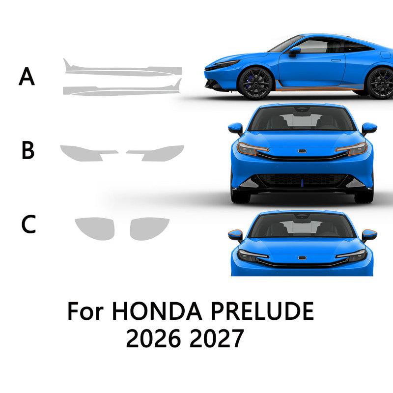 TPU For 2026 2027 HONDA PRELUDE Car Headlight Rearview Door Strip Film TPU Pre-cut Anti-scratch Clear Smoked Sticker Accessories.