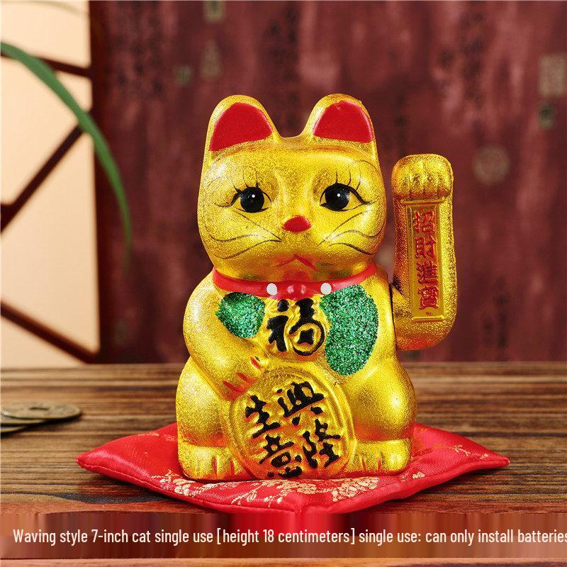 

Lucky Cat Figurine with Waving Hand – Small & Large for Shop Openings, Housewarming, Living Room, Cash Register, Creative Gift