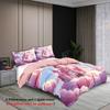 Pink Castle In The Sky Pattern Print Duvet Cover Set Softcomfortable and Breathablefor BedroomHotelBest Gift for Girls