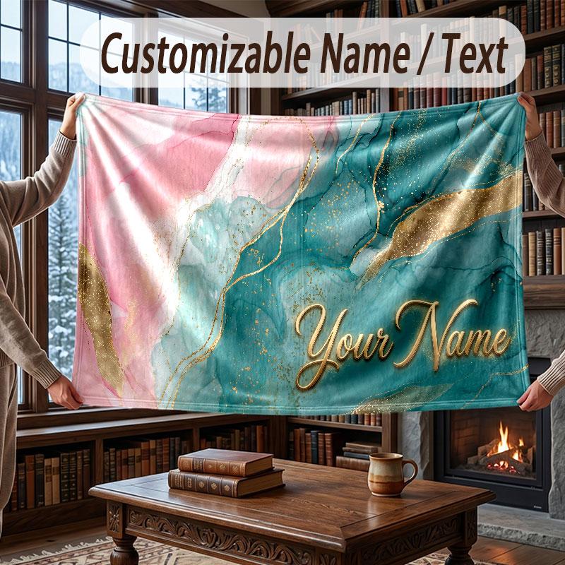 Coperta Ponderata a Tema Geometrico Astratto Coperta Personalizzata con Nome Testo Coperta Morbida Accogliente per Casa Divano Letto