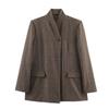 Autumn New European and American Style Blended Herringbone Twill Blazer Top