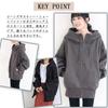 YUESUO Outerwear Long Sleeve Long Loose Solid Women's Zip-Up Hoodie, Coat, Fleece-Lined Hoodie, Sweatshirt, Thick, Length, Warm, Cute, Oversized, Fit,