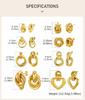 Chunky 18K Gold Plated Twist Knot Stud Earrings for Women, Geometric Textured Stainless Steel Waterproof Vintage Jewelry