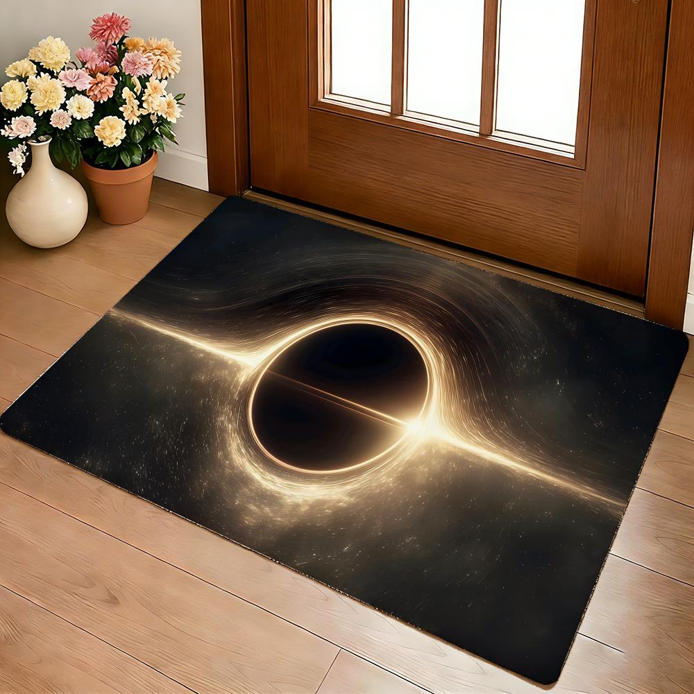 Cosmic Nebula Star Black Hole Floor Mat Cozy Flannel Soft Thick Non-Slip Mat For Living Room Bedroom Kitchen Decor Rugs