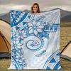 Blue Flower Pattern Blanket for Sofa Bed Travel Camping Living Room Office Conditioning Blanket for All Seasons Gifts