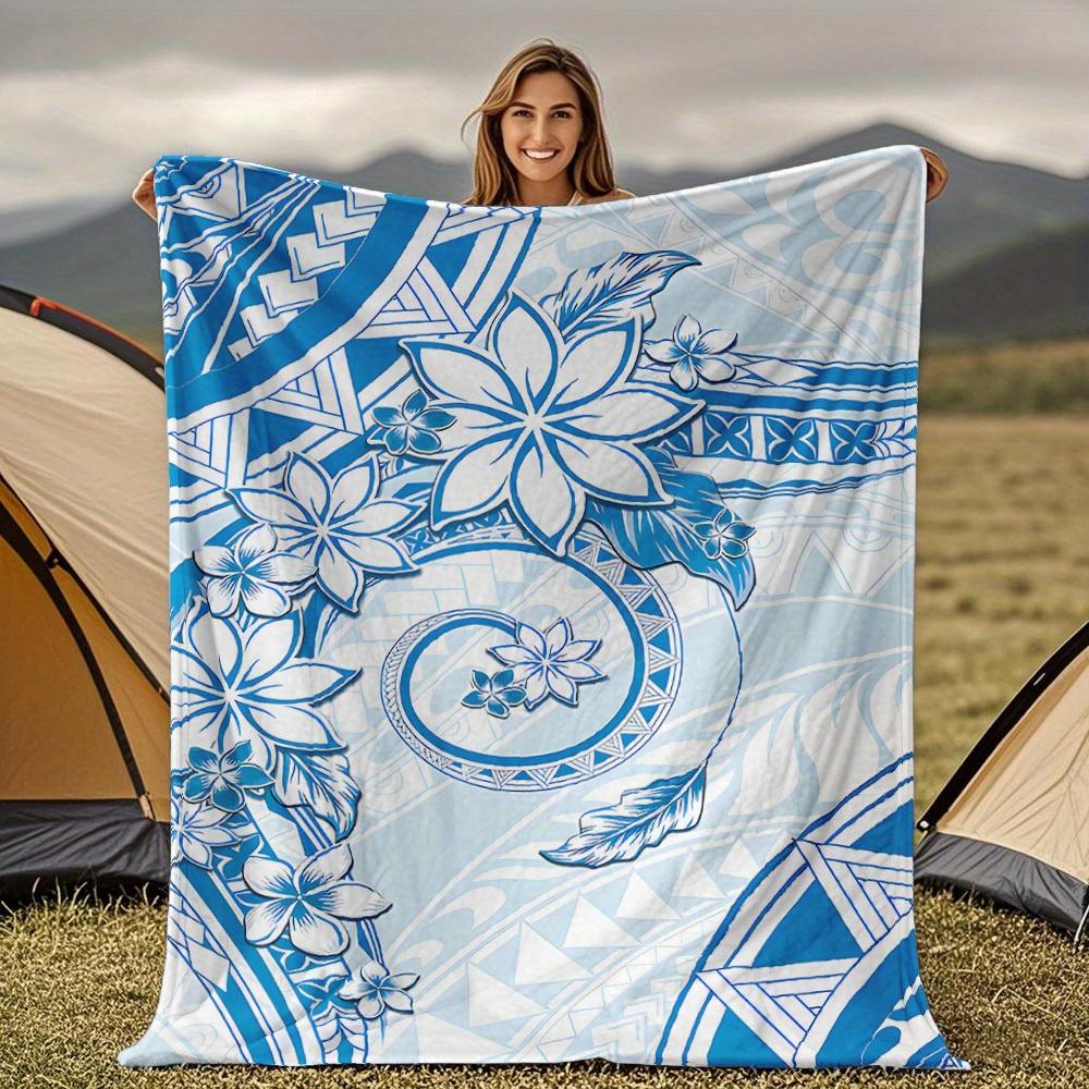 

Blue flower pattern Blanket for Sofa Bed Travel Camping Living Room Office Conditioning Blanket for All Seasons Gifts 75x100cm
