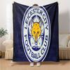Leicester Football Club Crest Flannel Blanket, Soft Polyester, Modern Design, All-Season for Camping, Travel, Gifts for holidays or birthdays