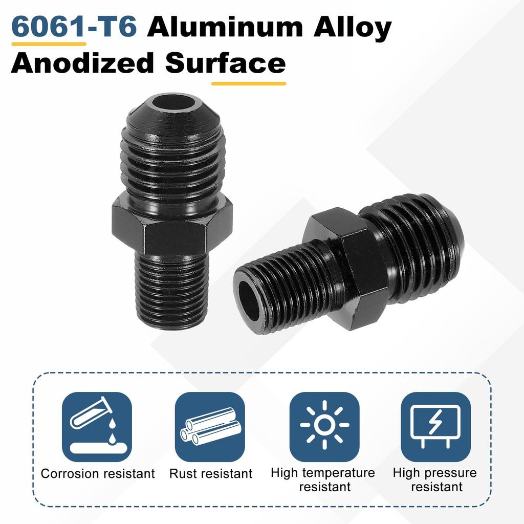 uxcell 6AN Male To 1/8" NPT Male Straight Expansion Adapter