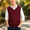 Boys' Knitted Vest Sweater for Winter, Soft Comfortable Sleeveless Pullover for Big Kids