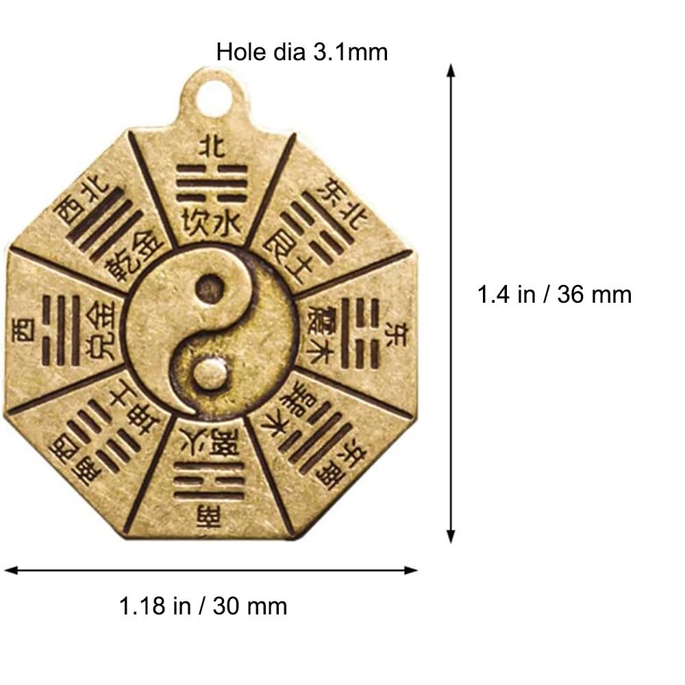 Retro Copper Keychain Pendants for DIY Crafting Unique Brass Bagua Design Handmade Durable Hanging Ornament Lucky Gifts