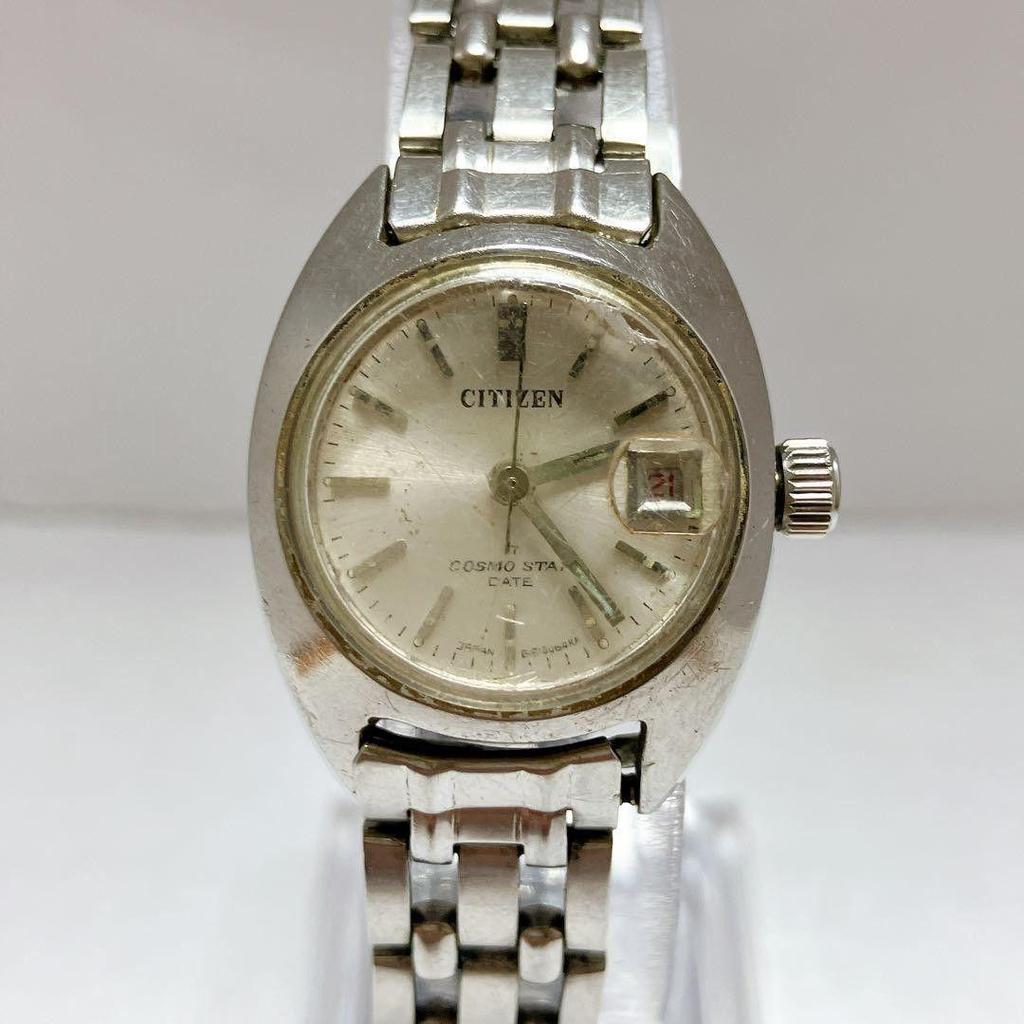 Used Working Item Ladies CITIZEN Manual Winding Wristwatch Date 4-610075-K