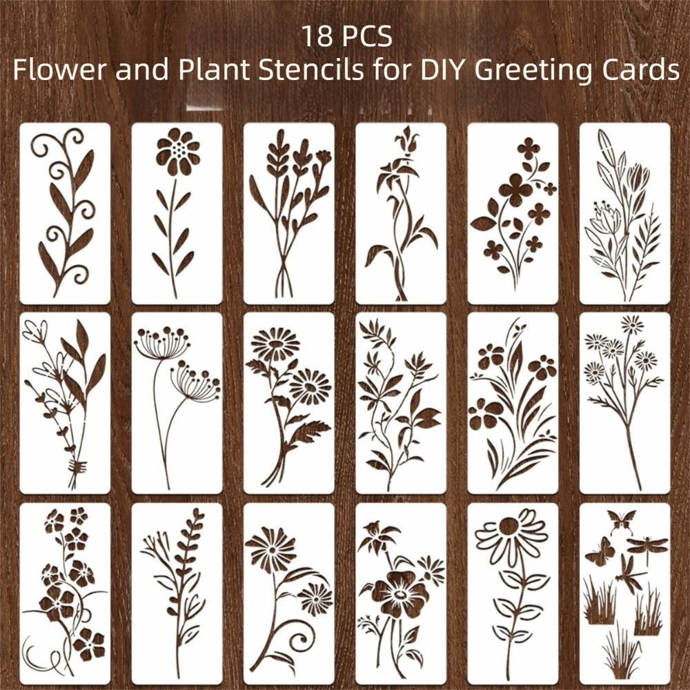 Reusable Plastic Stencils Set Butterfly Design Flower Leaf Pattern Painting Templates Spray Painting DIY Flower Stencils