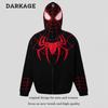 Spider-Man Bestickter Kapuzenpullover mit durchgehendem Reißverschluss – Unisex Partnerlook – Lockere Herbstjacke