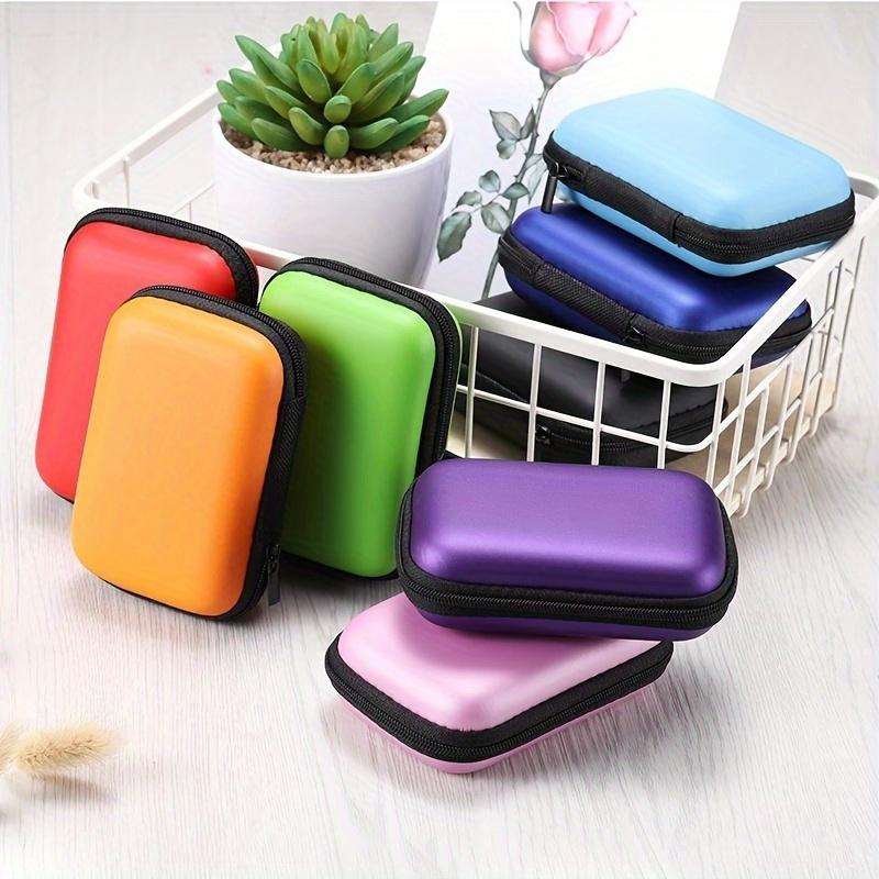 Colorful Portable Earphone and USB Cable Storage Box - Compact Travel Organizer Bag with Zipper, Durable Faux Suede Interior, Versatile Bohemian Style