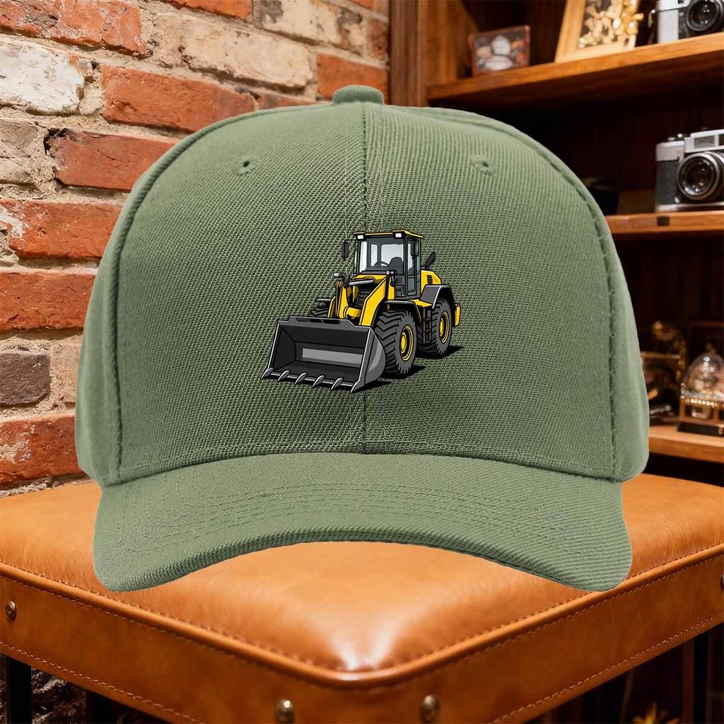 Unisex Baseball Cap Unisexs Vintage Backhoe Excavator Graphic Baseball Cap Adjustable Snapback Hat with Yellow Design for Outdoo