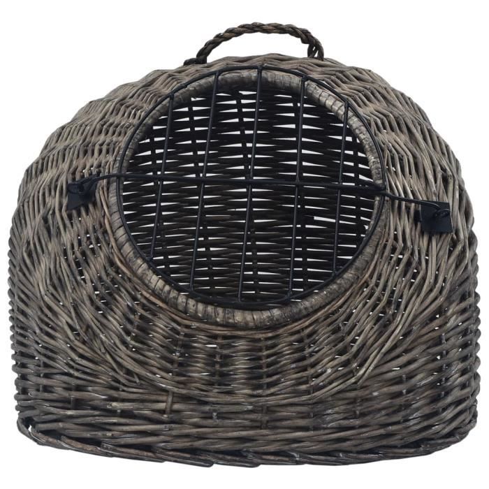 VidaXL Transport Cage for Cats Grey 60x45x45 Cm Natural Willow