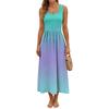 Ladies' gradient printed summer casual and fashionable sleeveless long dress