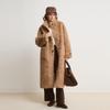 Womens Long Faux Fur Coat Stand Collar Single-Breasted Loose Fit Winter 2025