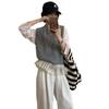 Korean Petite Lace Patchwork Knitted Sweater Vest