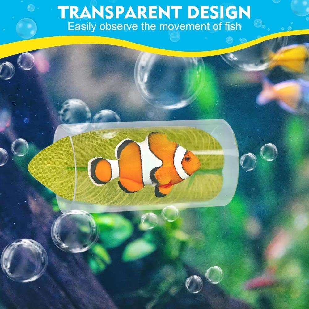 Hide Betta Fish Acrylic Tube With Leaves Pad Betta Tube Tunnels Gifts Aquarium Betta Fish Tunnel