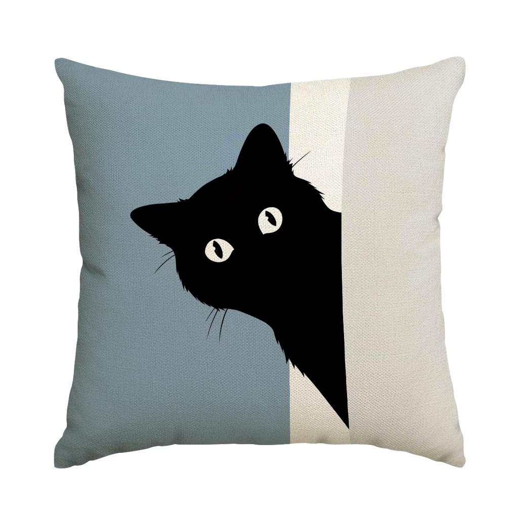 1/4Pcs Cute Cat Pillow Cover, Abstract Cartoon Animal Printed Sofa Cushion Cover, Sofa Bedroom Living Room Decoration