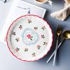 9.6 Inch Red Cherry Baking Plate Ceramic Dinner Dishes Pasta Rice Backed Plate Baking Tray Ovenware Dinner Plate