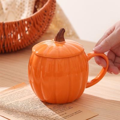 Stofdicht Halloween Pompoen Mok Oranje Keramiek Thee Kopje Ontbijt Kopje Koffie Kopje Cafe