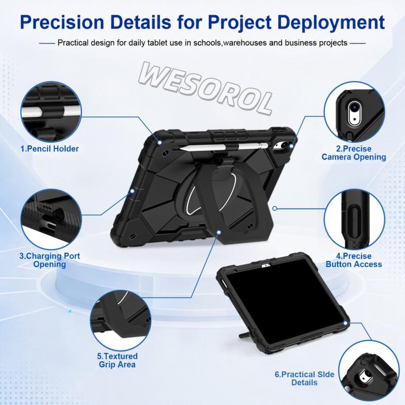 Heavy Duty Rugged Case With 360 Rotating Stand IPad 10th 11th Gen A16 Chip Full Coverage Shockproof Silicone PC Armor