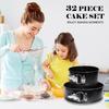 Snap-Lock Removable Bottom Cake Pan & 47-Piece Non-Stick Baking Set with Icing Nozzles